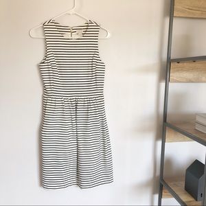 J Crew black White Stripe Fit and Flare Dress XXS